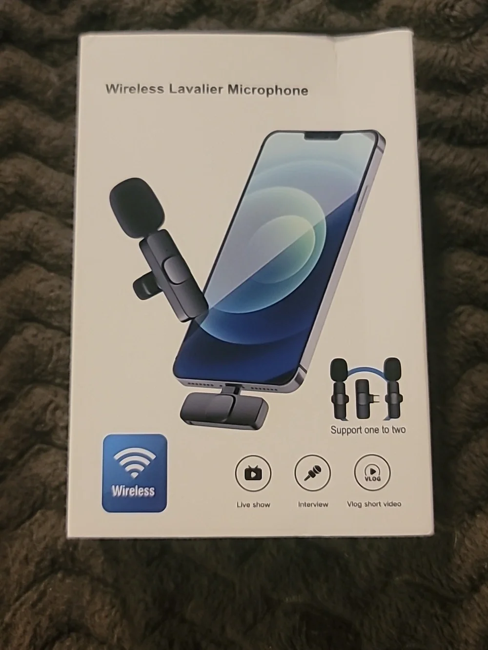 Wireless Lavalier Microphones (Two In Box)for iPhone Smartphones - Black